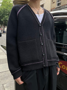 CRAIG GREEN - Tape Knit Cardigan - AW25 - BLACK/PURPLE